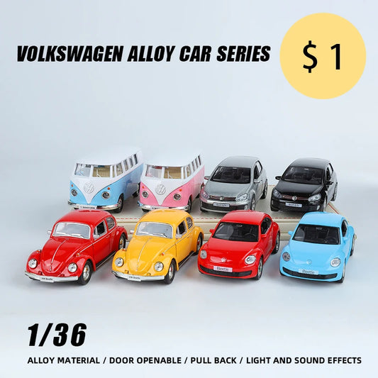 1:36 Volkswagen Alloy Car Series Retro Bus T1 Transport Beetle 1967