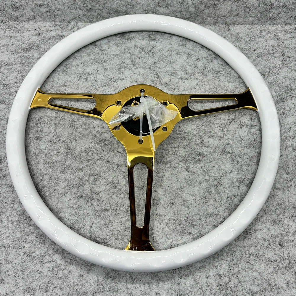 High Quality 380mm Vintage White Solid Wood Steering Wheel