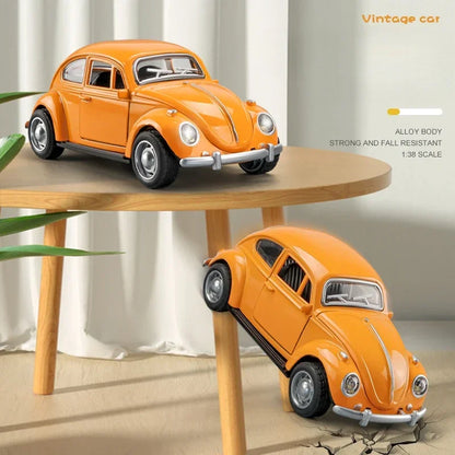 VW Beetle Vintage Car Model Diecast Toy Simulation 1:36 Scale Vehicle