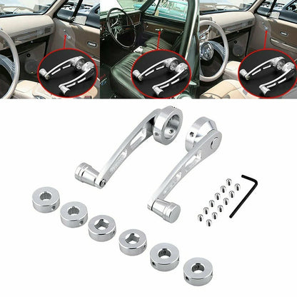 2Pcs/Set, Silver/Black Aluminum Alloy Window Handle Hand Crank